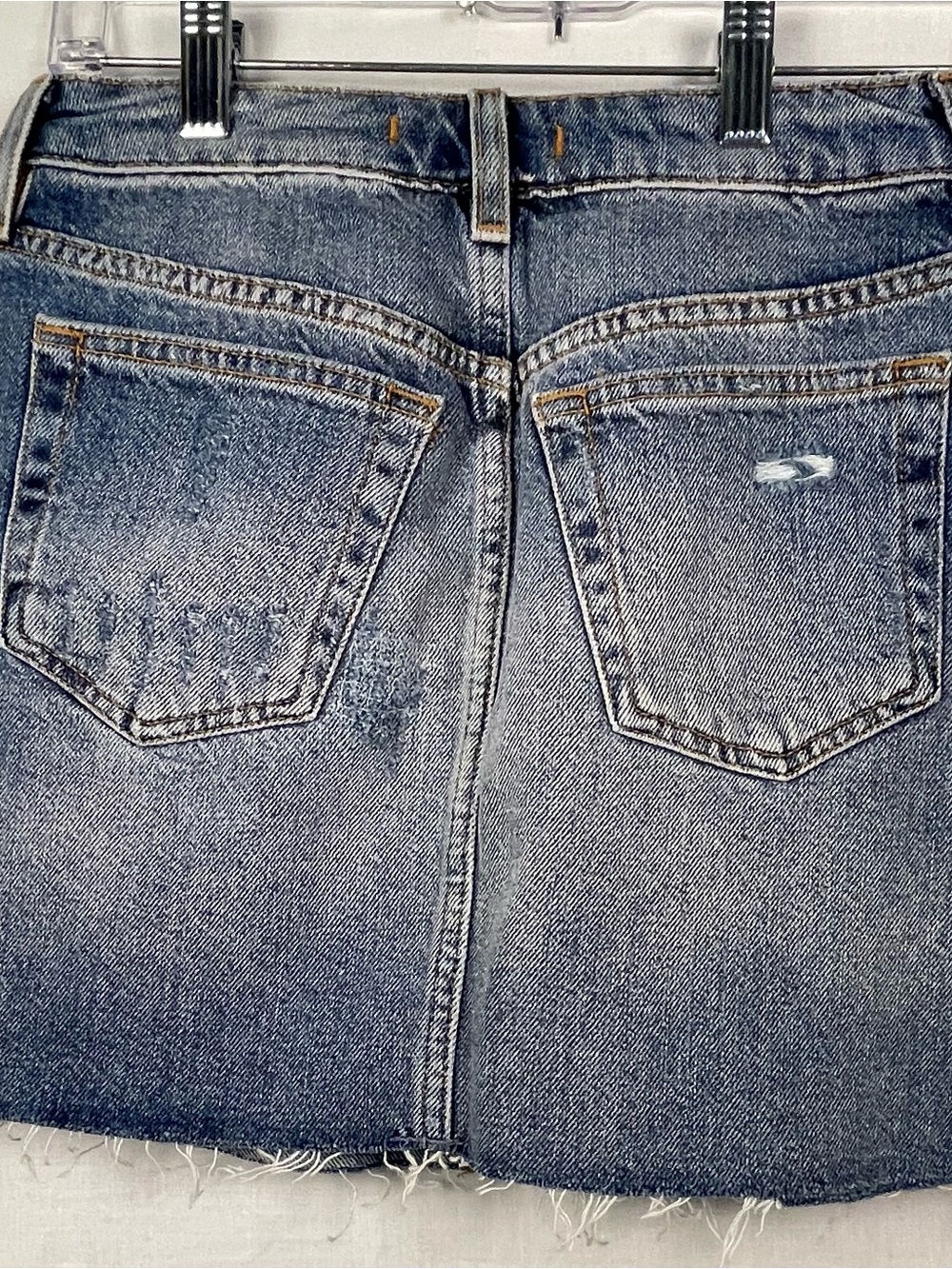 We The Free Blue Denim Skirt with Contrast Stitching